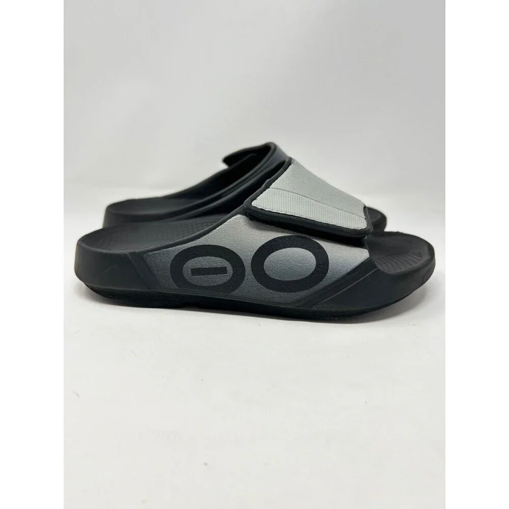 OOFOS OOahh sport slide sandals size M5 W7 EU38 black gray recovery shoes